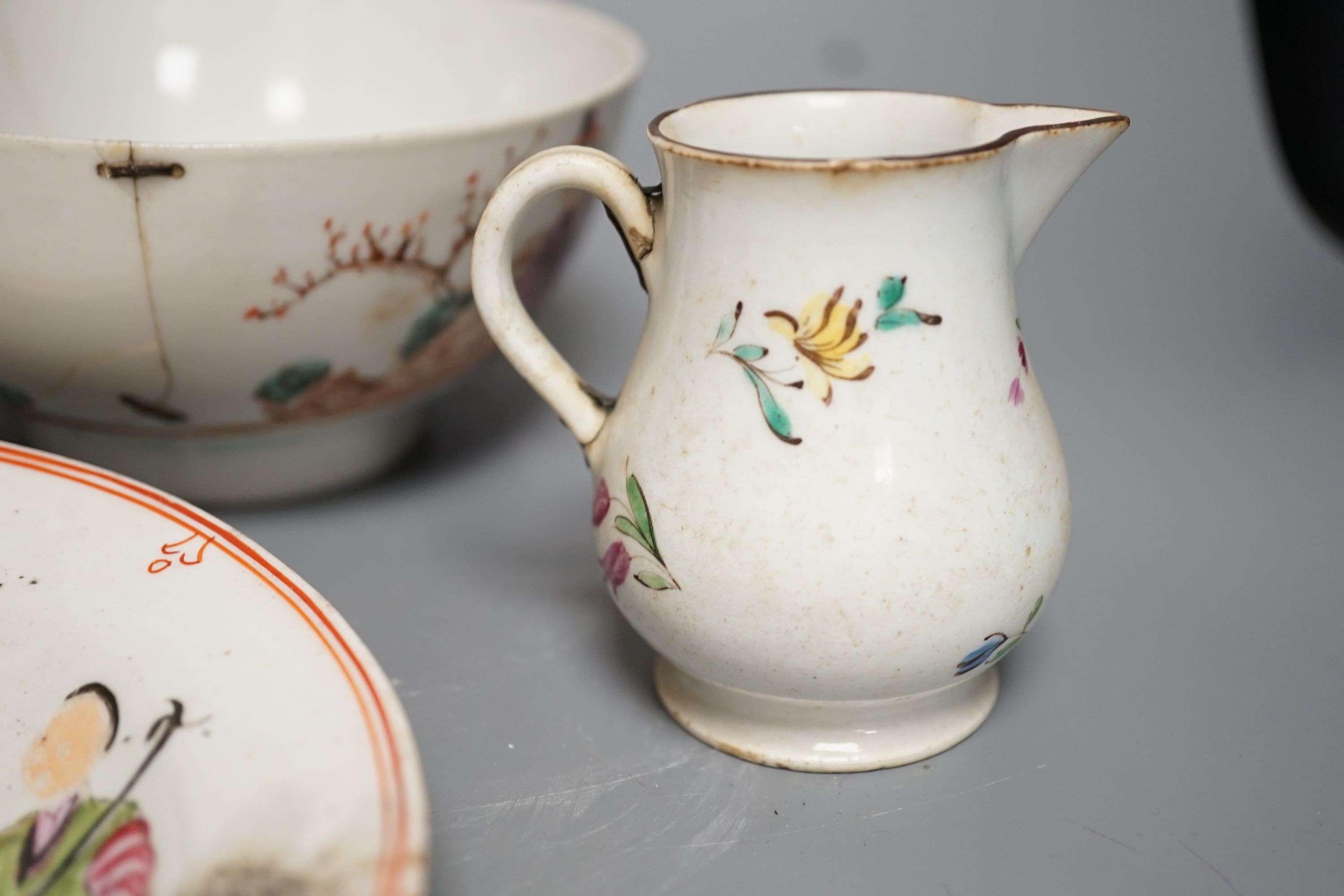 A group of 19th century Chinese famille rose and English chinoiserie tea wares